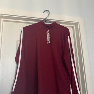 Soft Rib Stripe Top + Legging Lounge Set (Berry)